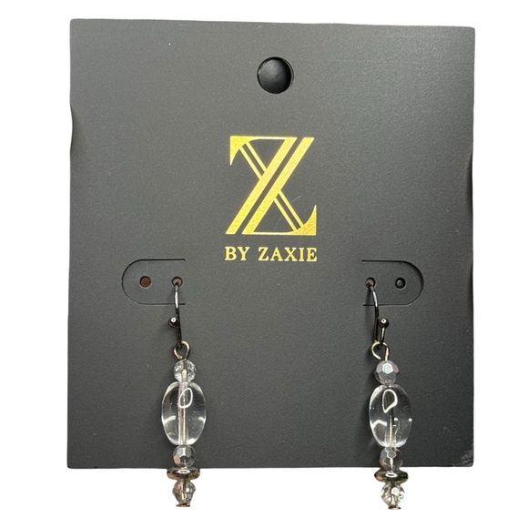 J26. Z by ZAXIE - Clear Beaded Dangle Hook Earrings NEW - Picture 1 of 2